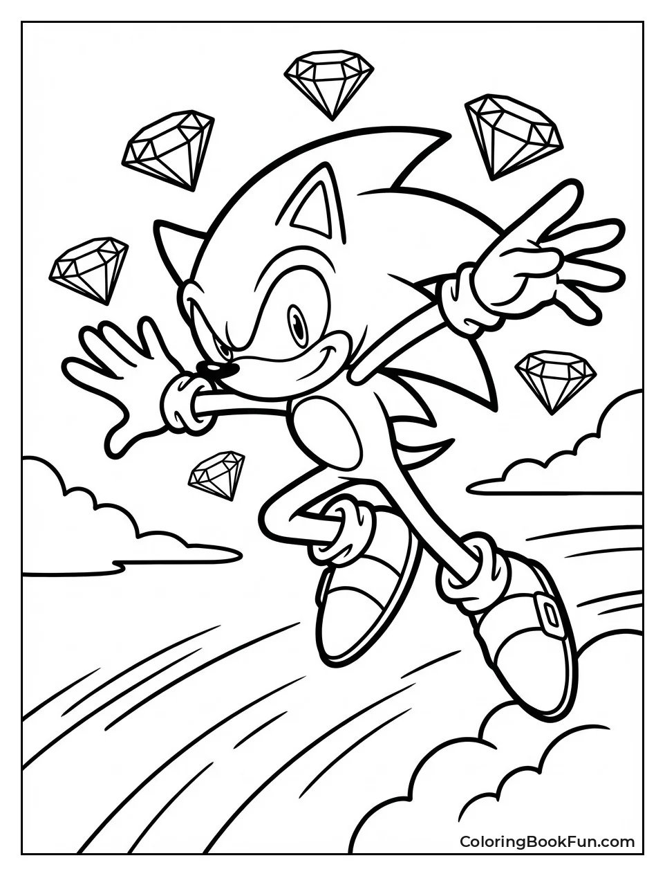 Sonic Grabbing Flying Emeralds