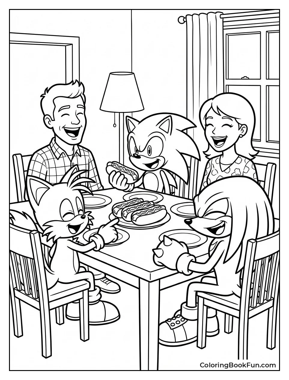 Family Sharing Chili Dogs Dinner