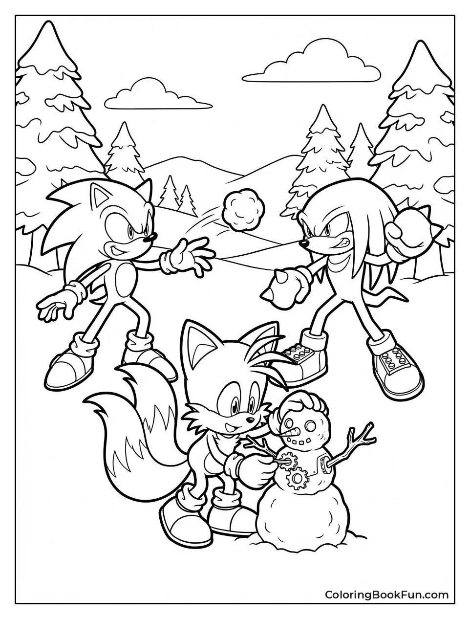 Sonic Knuckles Throwing Snowballs