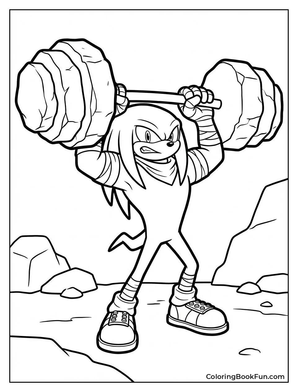 Knuckles Lifting Rock Barbell
