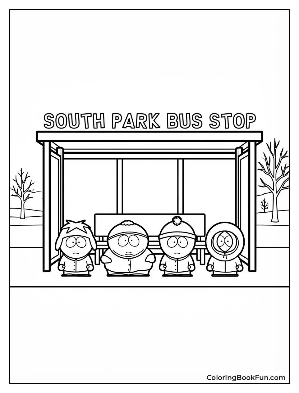 Boys at Snowy Bus Stop