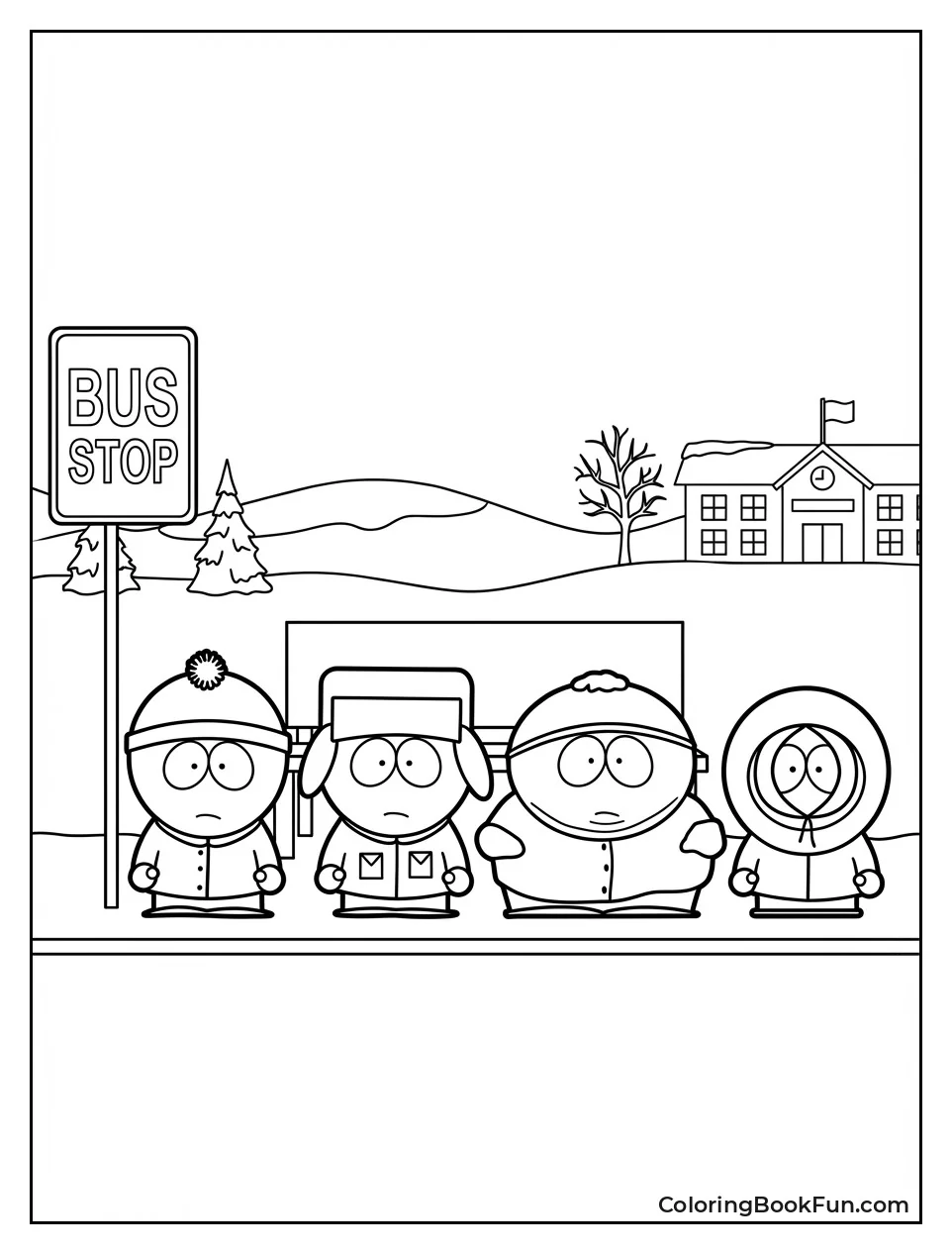 Boys Waiting at Bus Stop