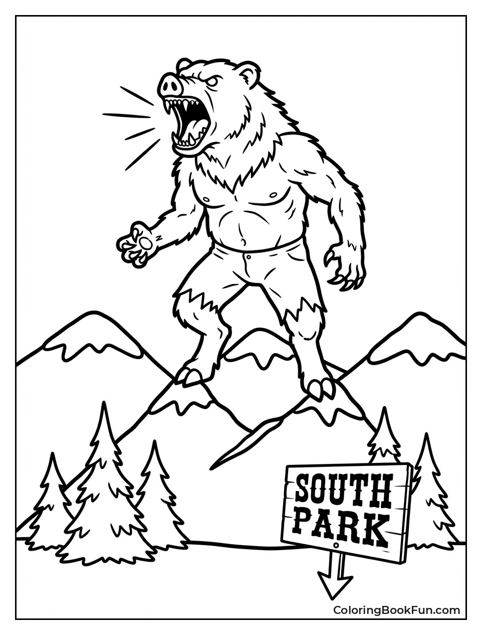 Roaring ManBearPig in Mountains