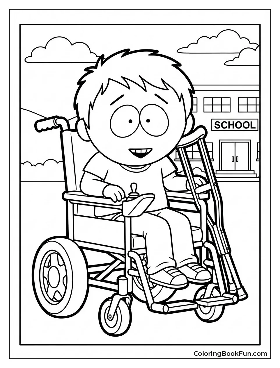 Timmy Burch in Wheelchair with Crutches