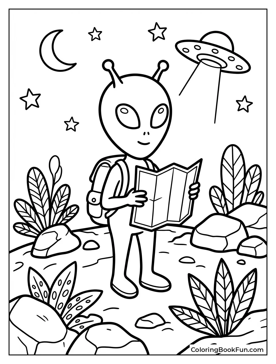 Alien Explores Rocky Planet