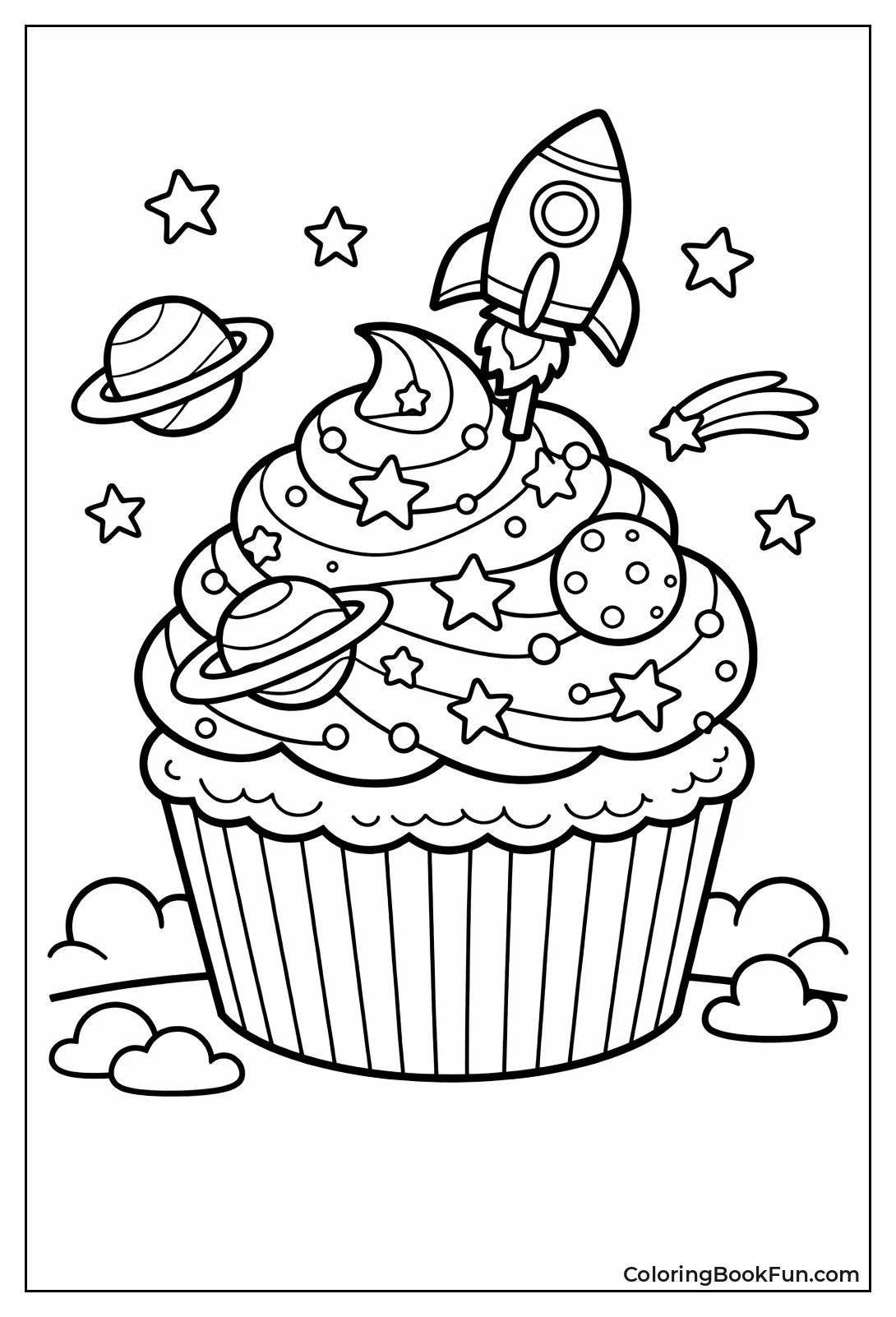 Galaxy Cupcake with Stars