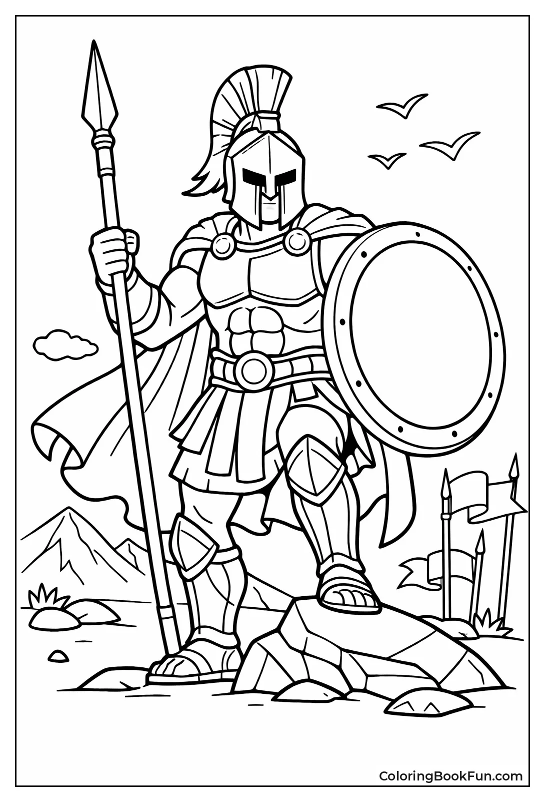 Spartan Soldier Raises Spear