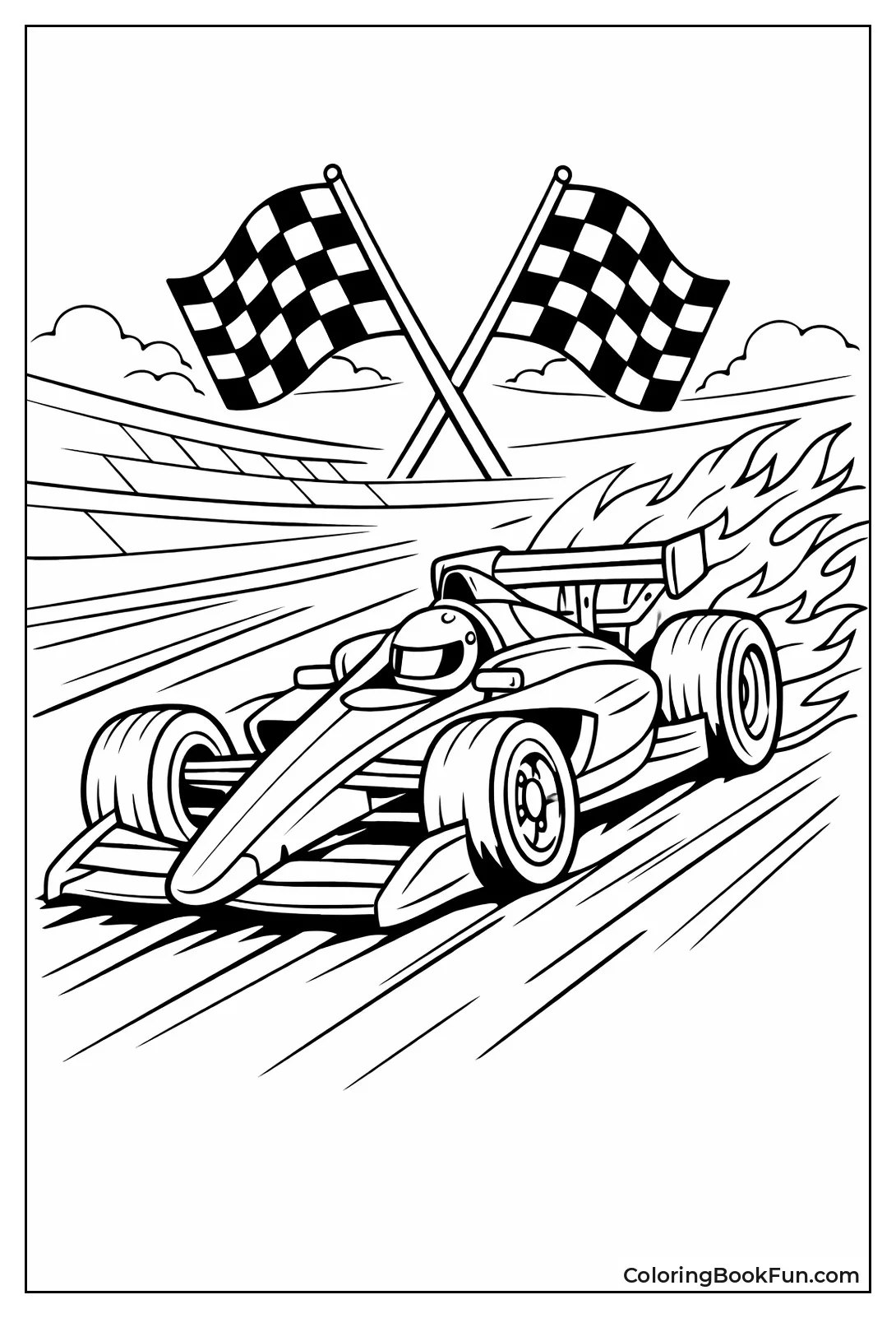 Speedy Racecar with Flames