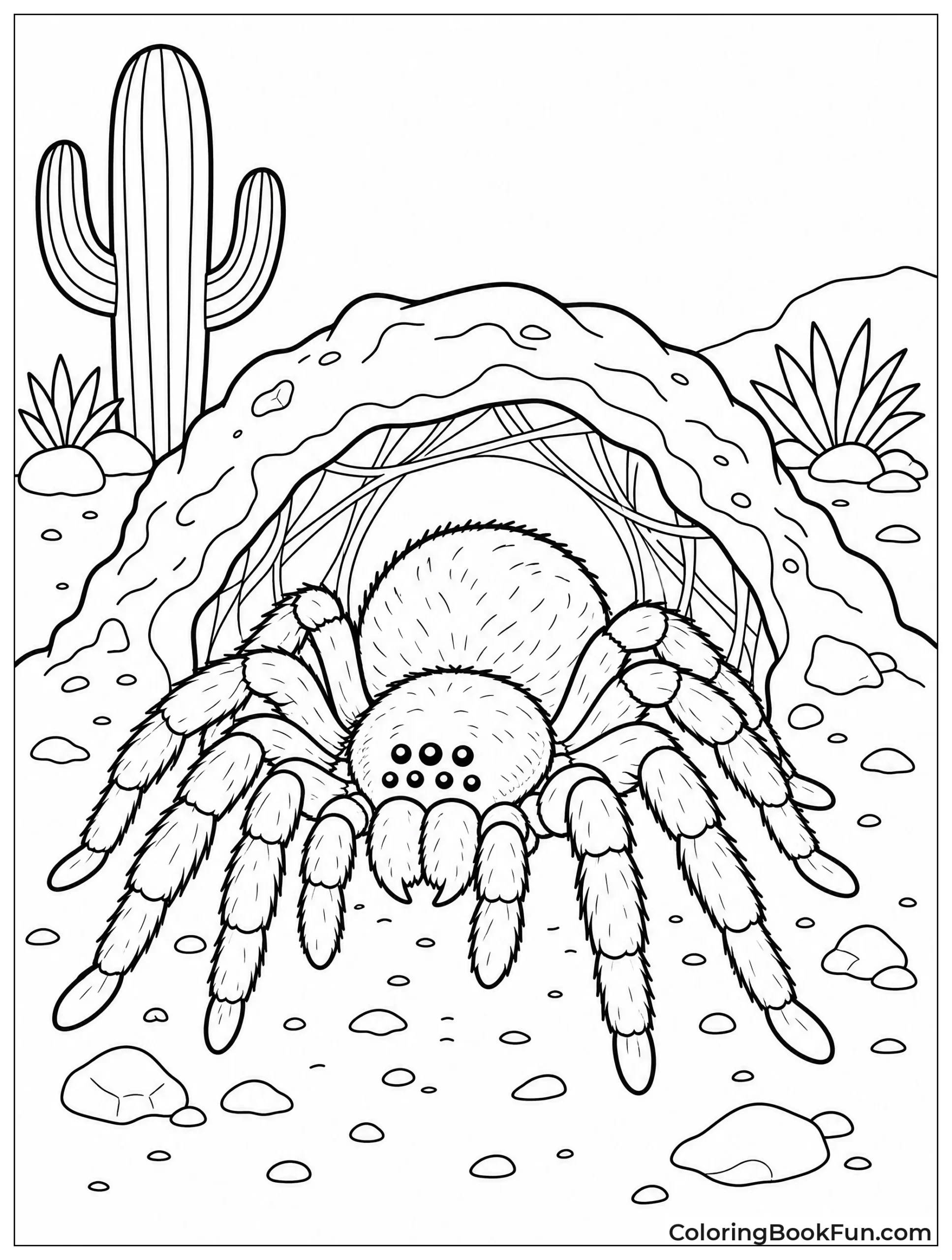 Tarantula Rests at Desert Burrow