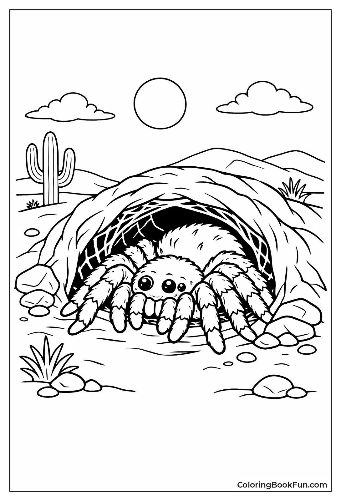 Tarantula Rests at Desert Burrow