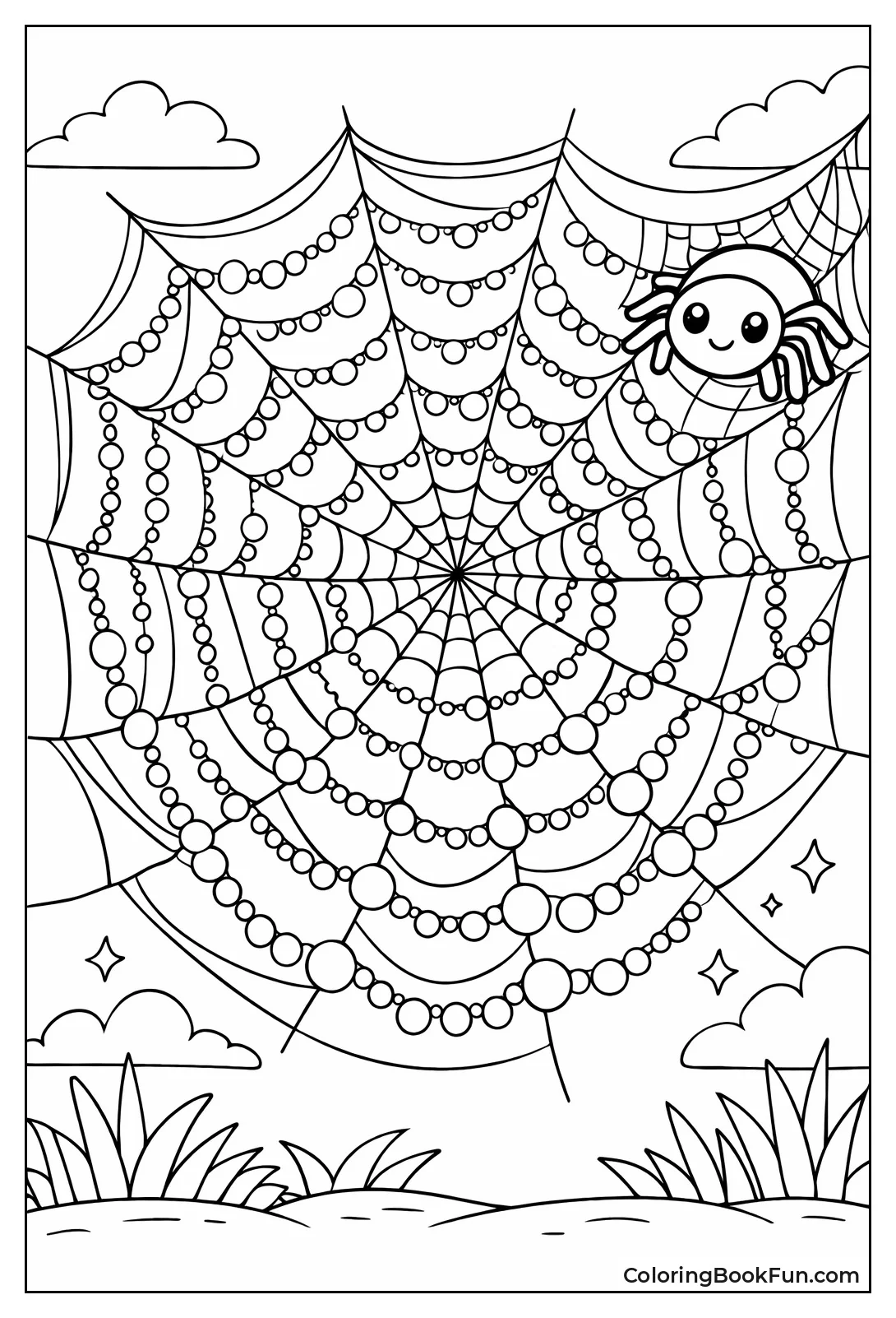 Spider Web Sparkles with Dew