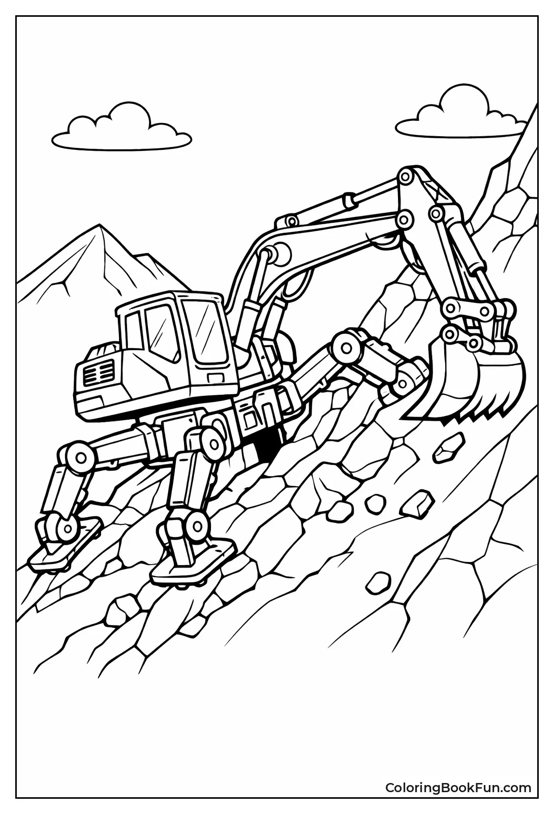 Spider Excavator Climbing Rocky Slope