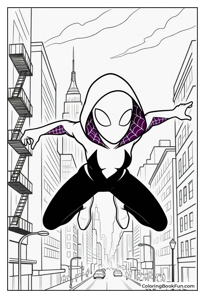 Spider-Gwen Leaps Over Streets