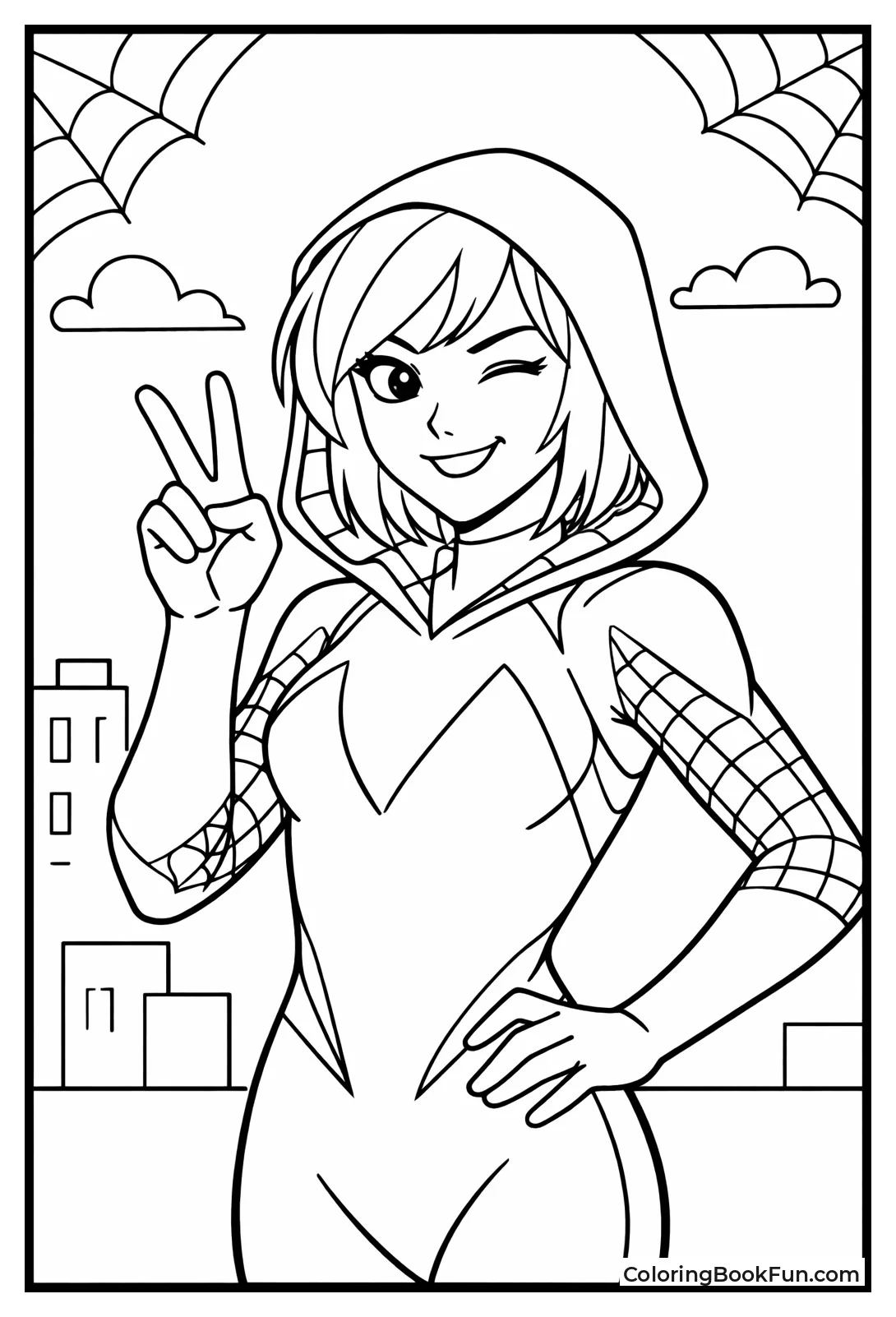 Spider-Gwen Flashes Peace Sign