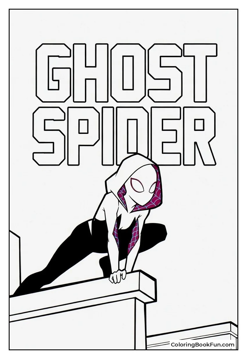 Spider-Gwen Crouches on Rooftop