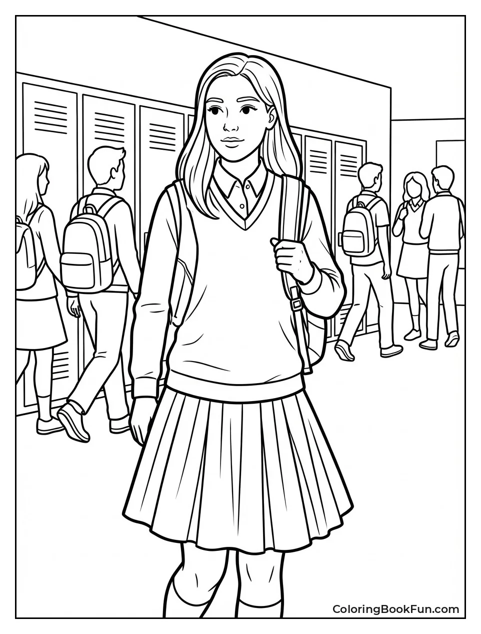 Gwen Walks School Hallway