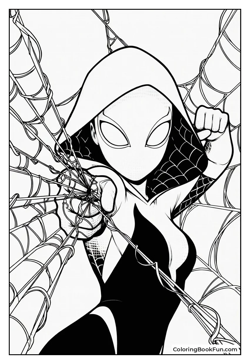 Spider Gwen Spinning a Giant Web