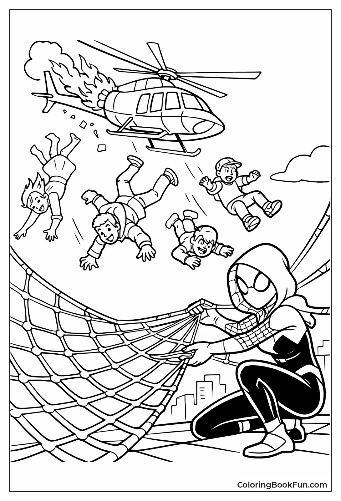 Spider-Gwen Catches Falling People