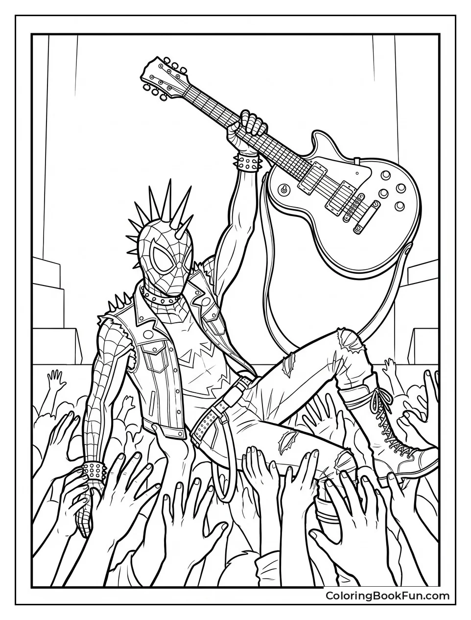 Spider-Punk Surfs Crowd Hands