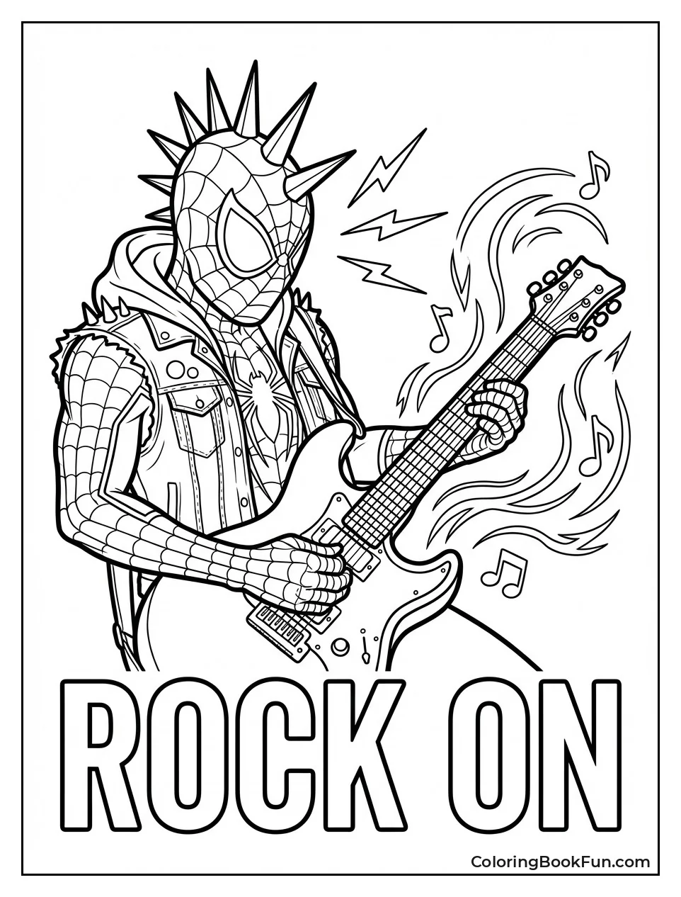 Spider-Punk Shreds on Guitar