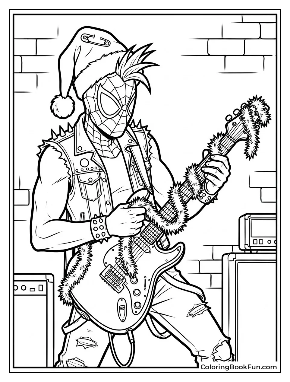 Spider-Punk Wears Santa Hat