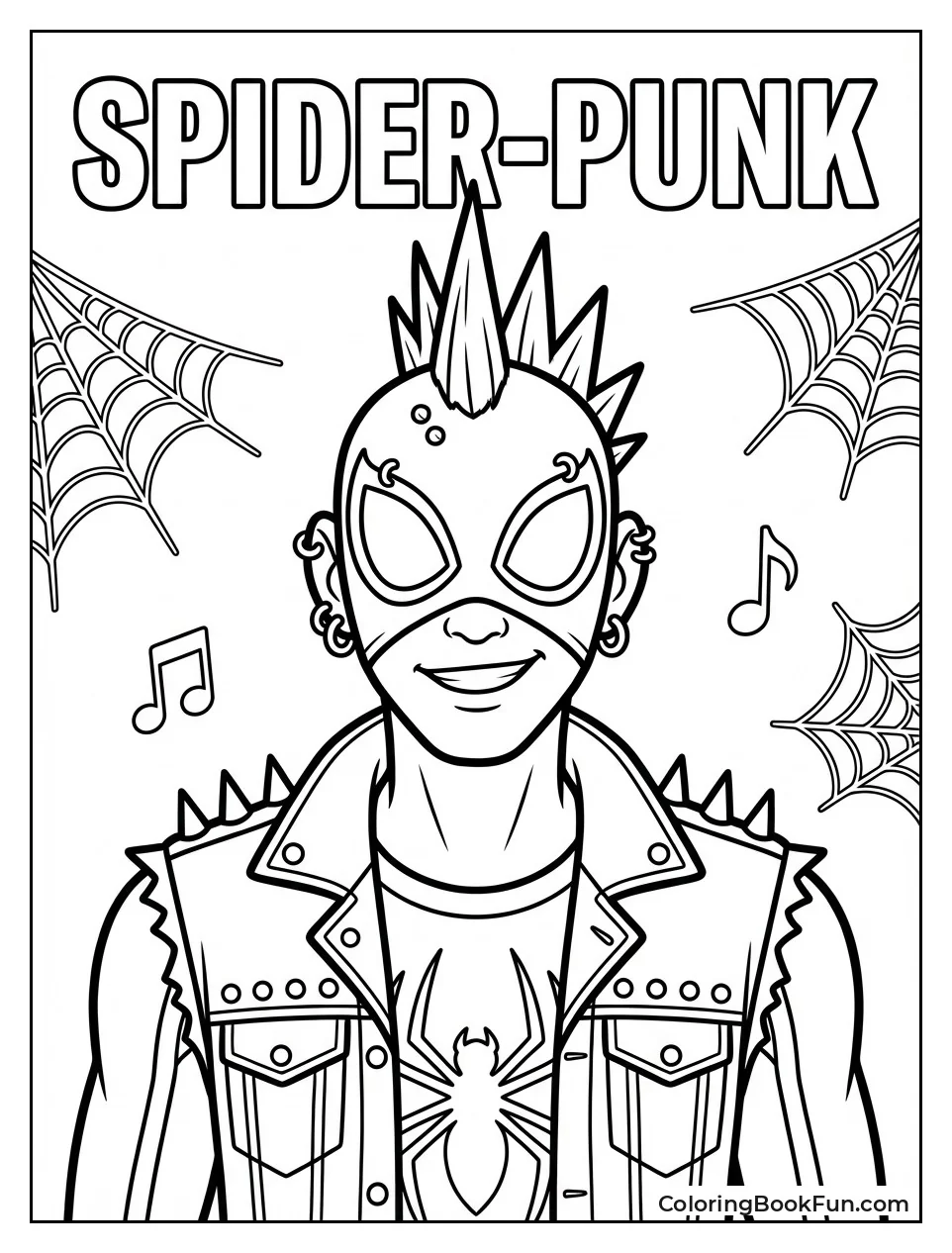 Smiling Spider-Punk with Spiky Hair