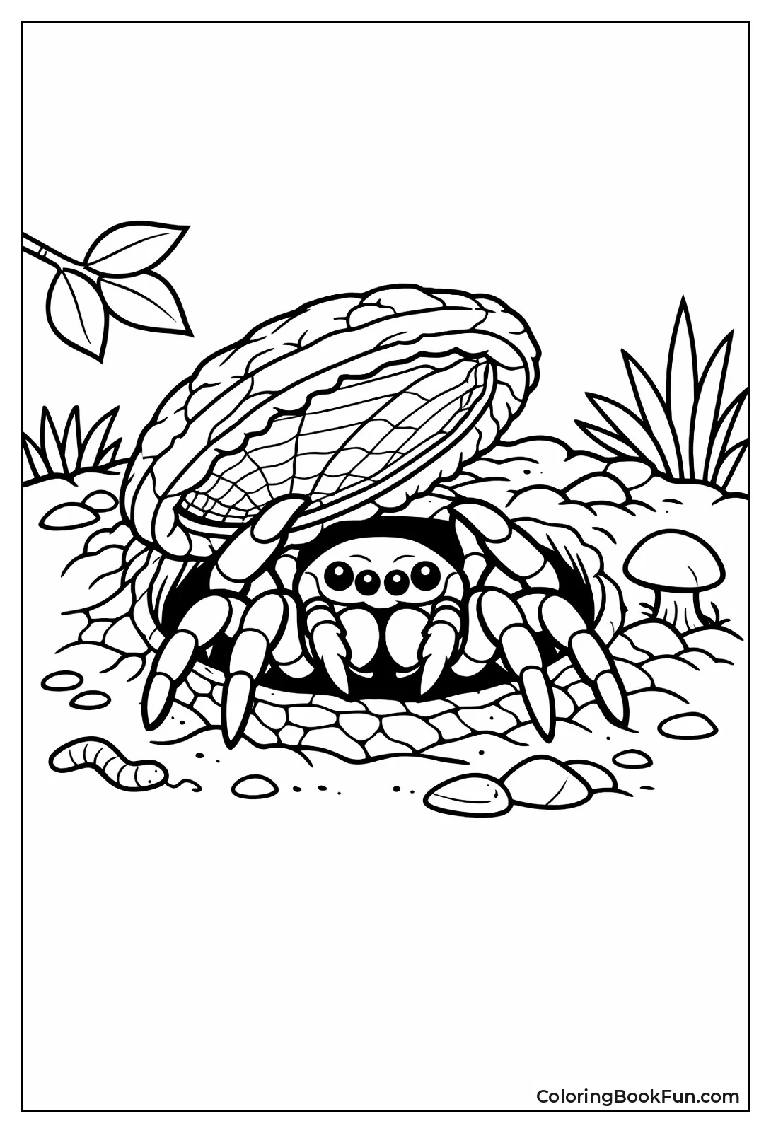 Trapdoor Spider Peeks from Hide