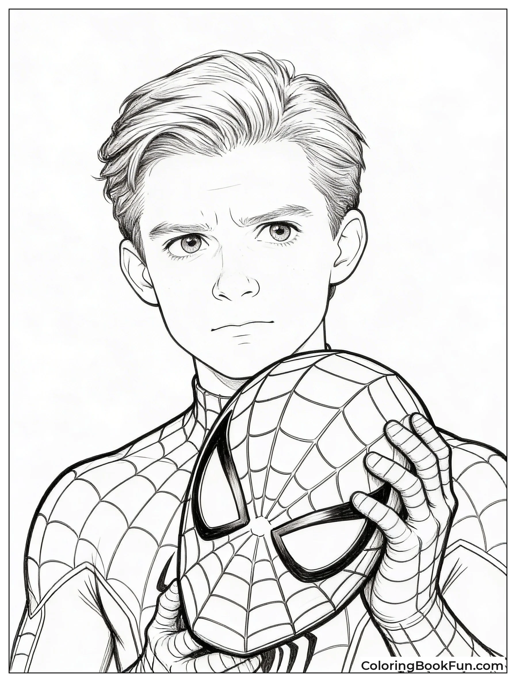 Peter Parker Holds Mask