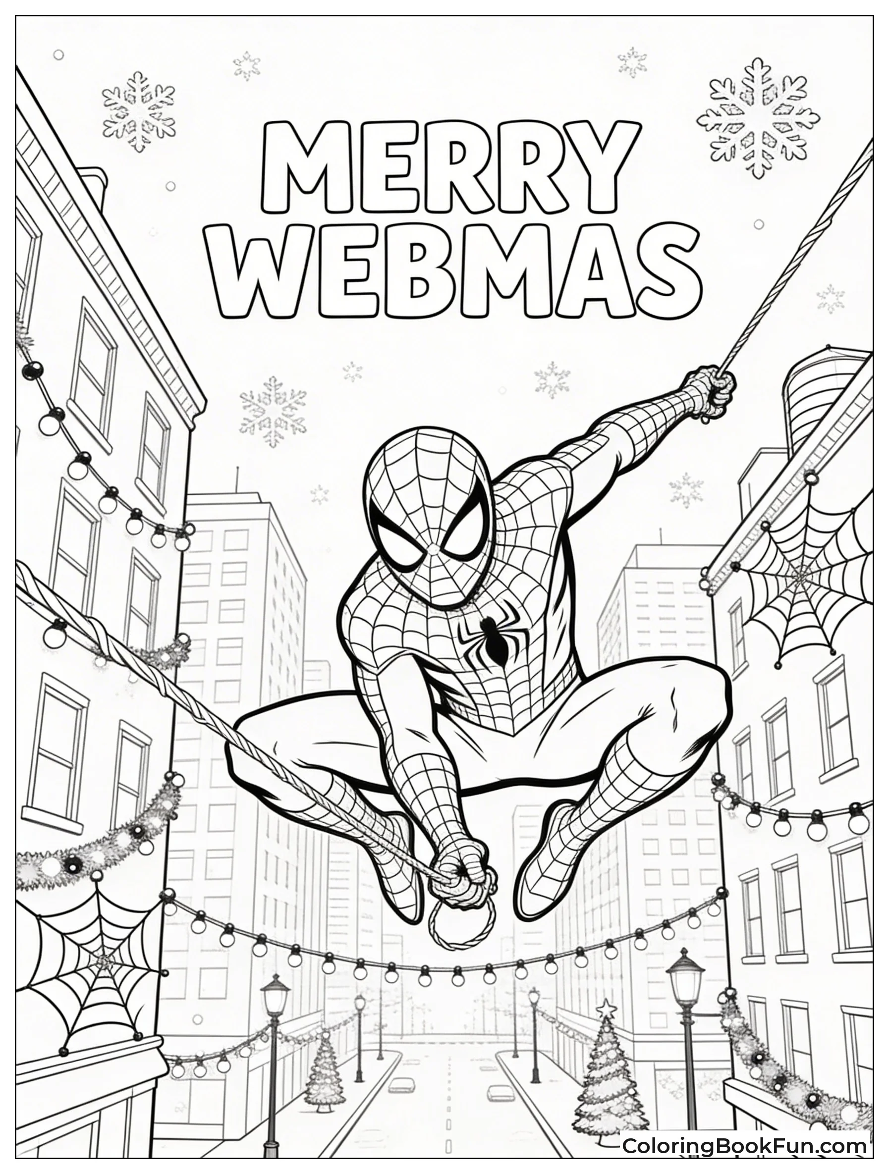Spider-Man Hangs Christmas Lights