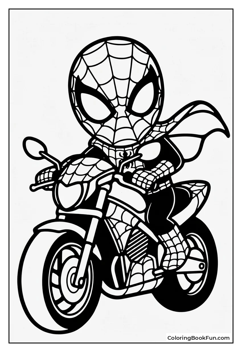 Spiderman Riding Fast Motorcycle