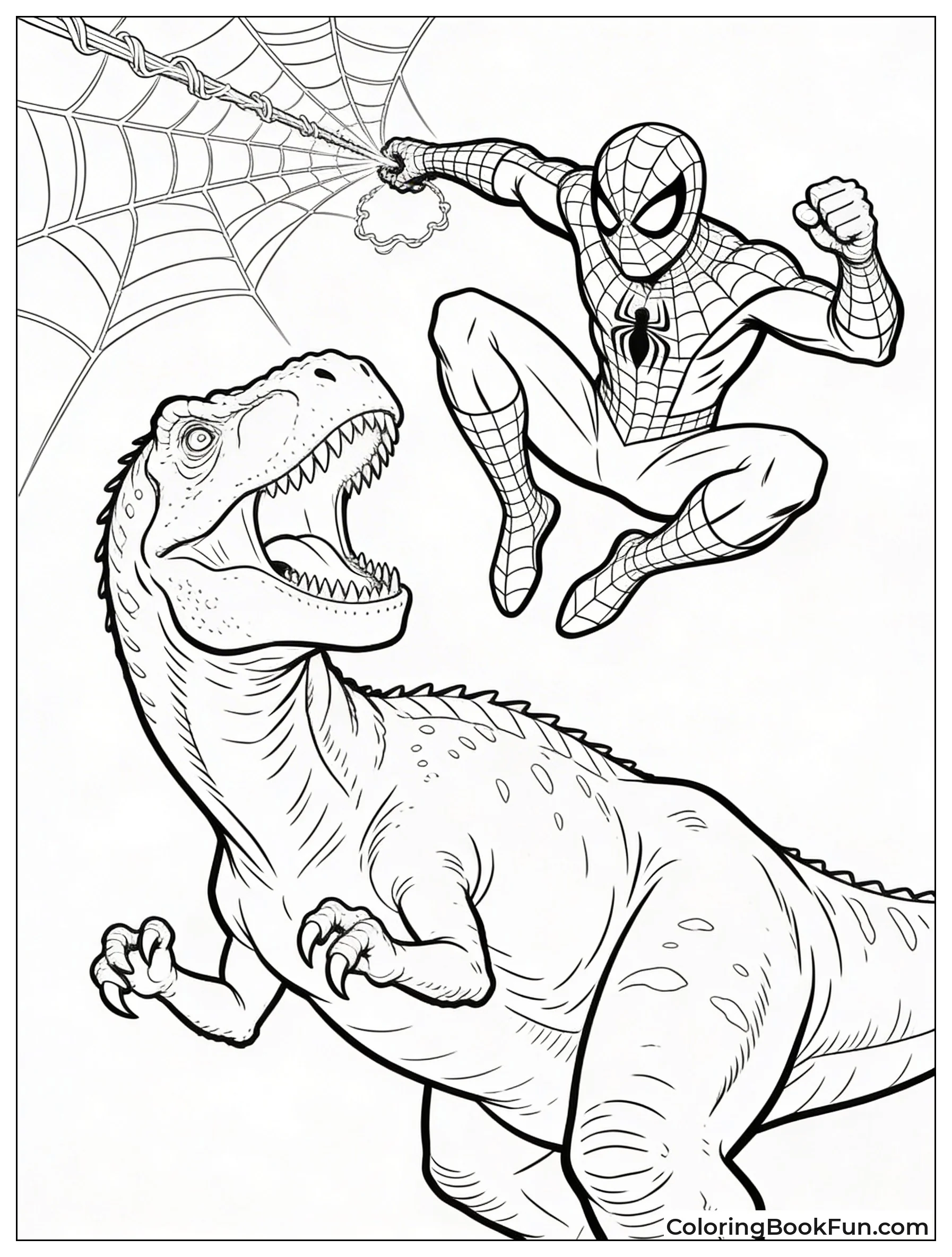 Spider-Man Rides T-Rex