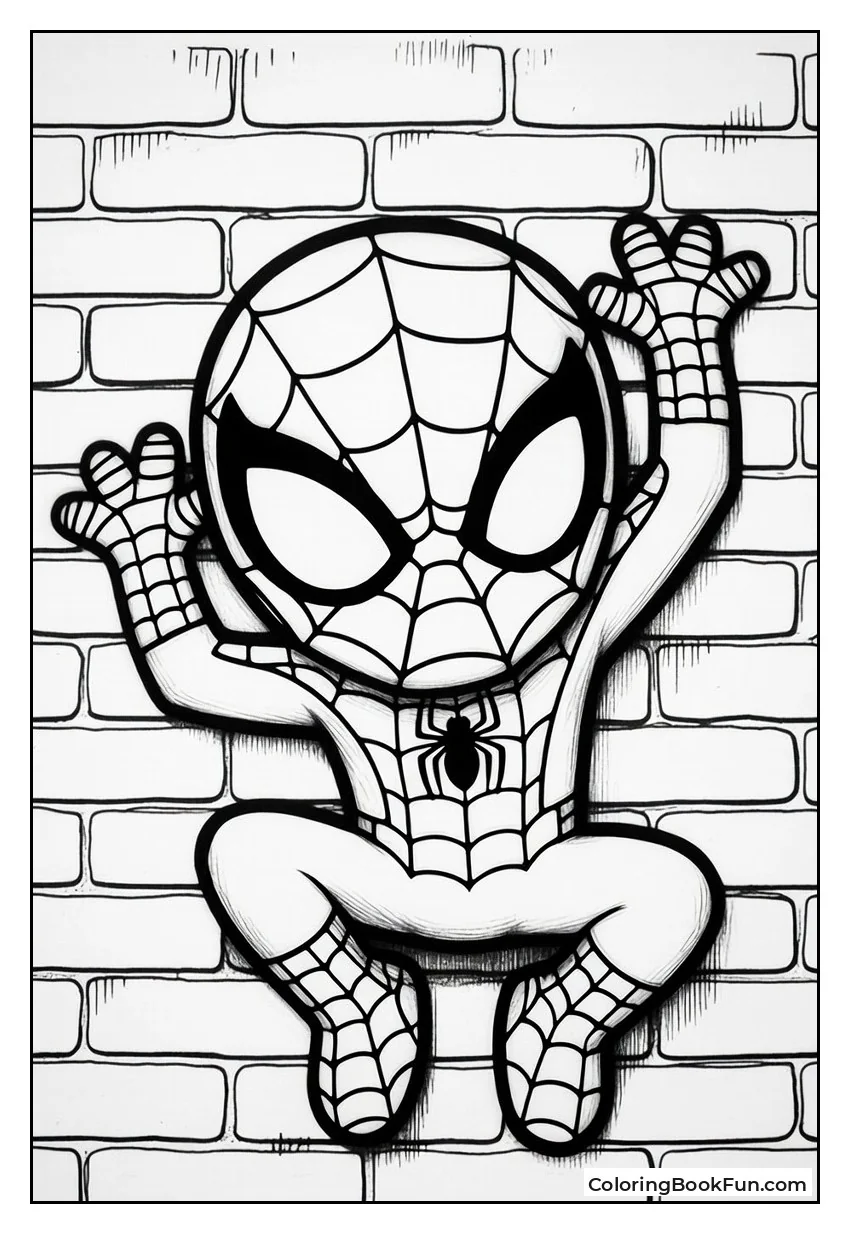 Spider-Man Crawls up Wall