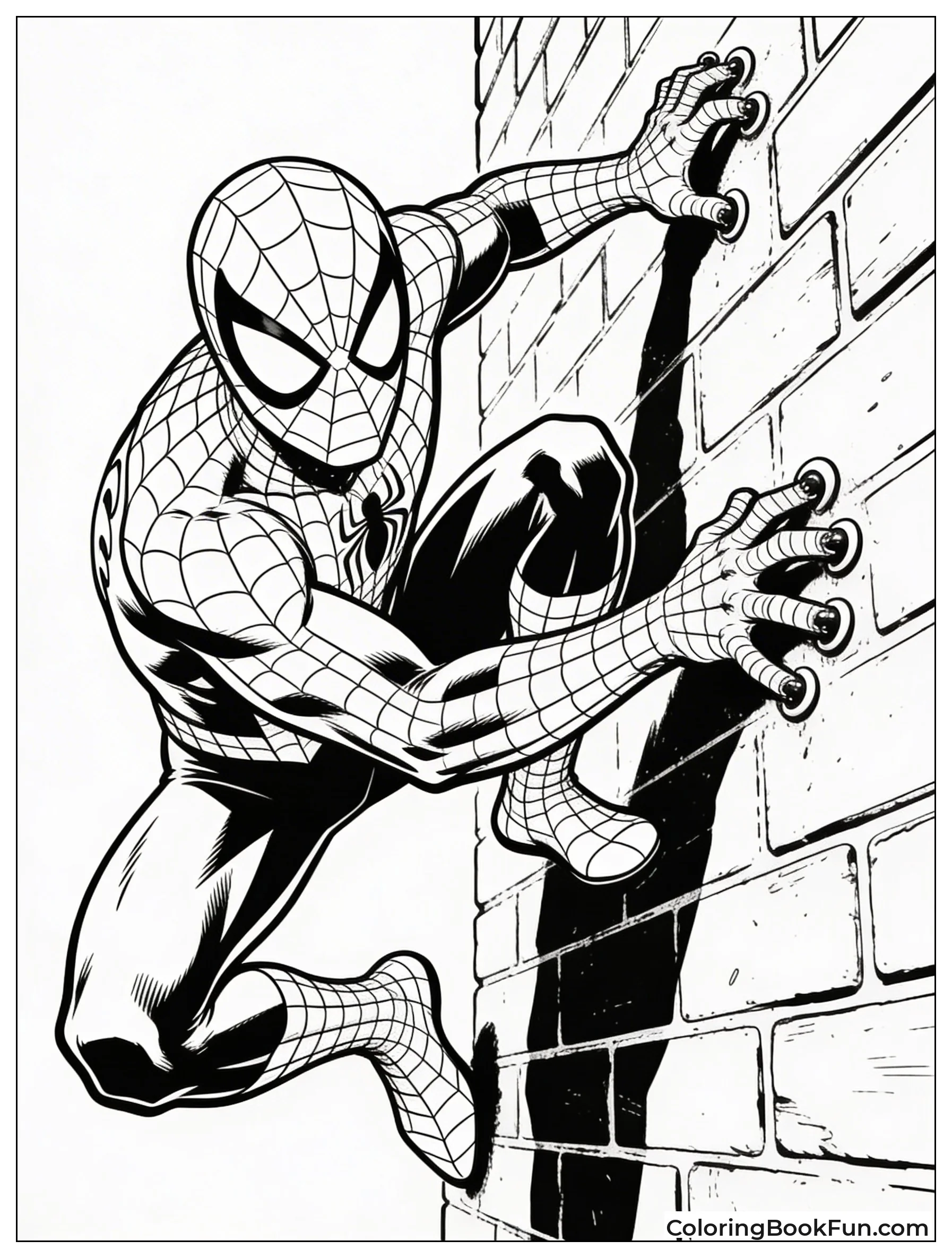 Spider-Man Crawls up Wall