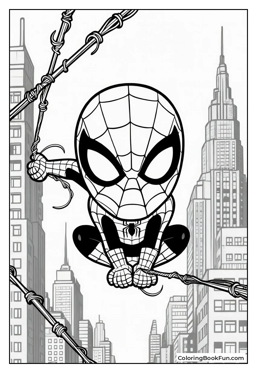 Spider-Man Swings between Skyscrapers