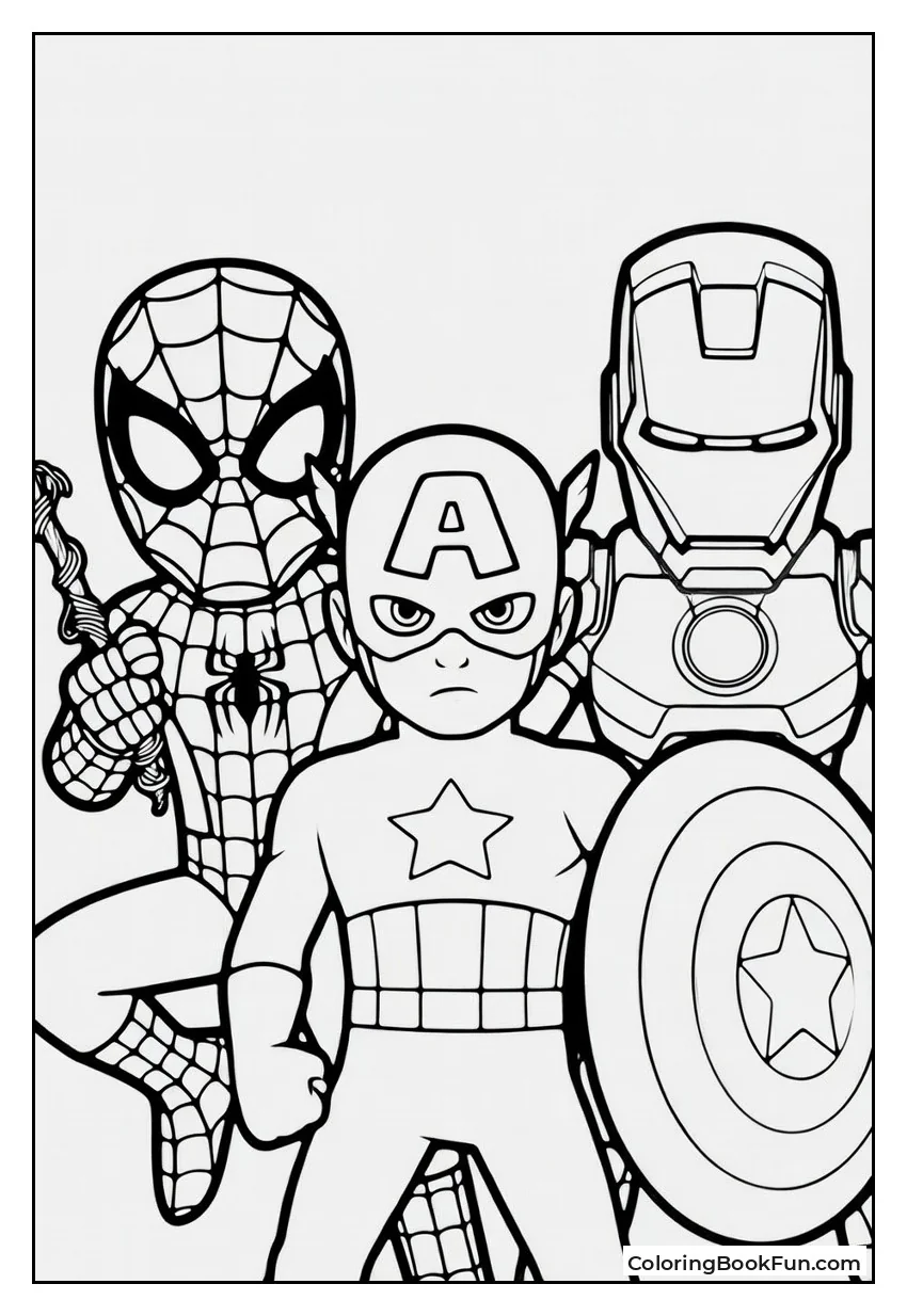 Spidey Cap Iron Man Trio