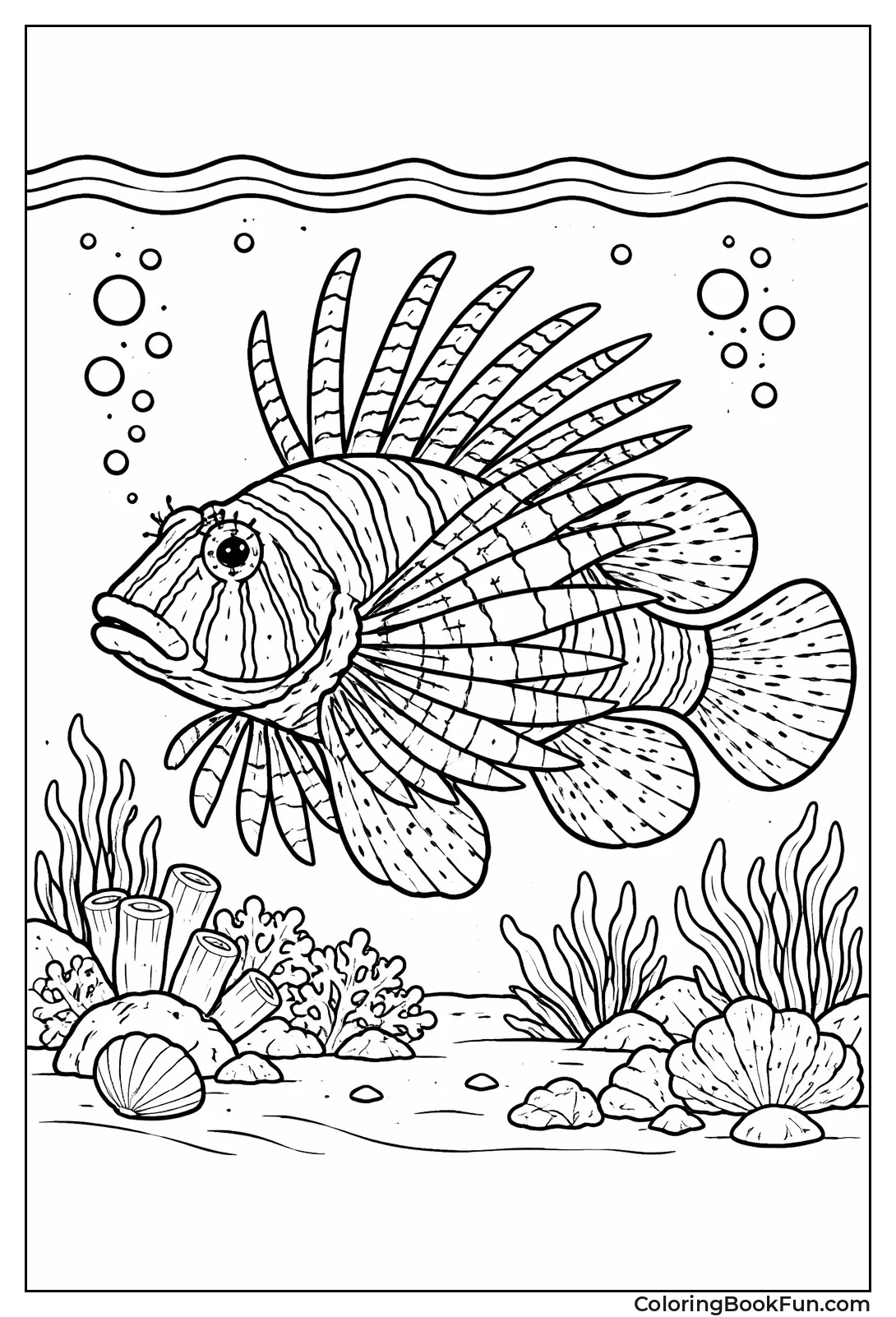 Spiky Lionfish Displays Stripes