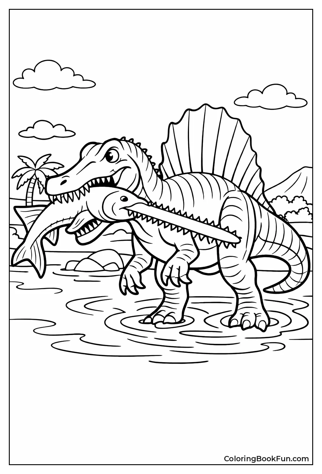 Spinosaurus Catches Sawfish