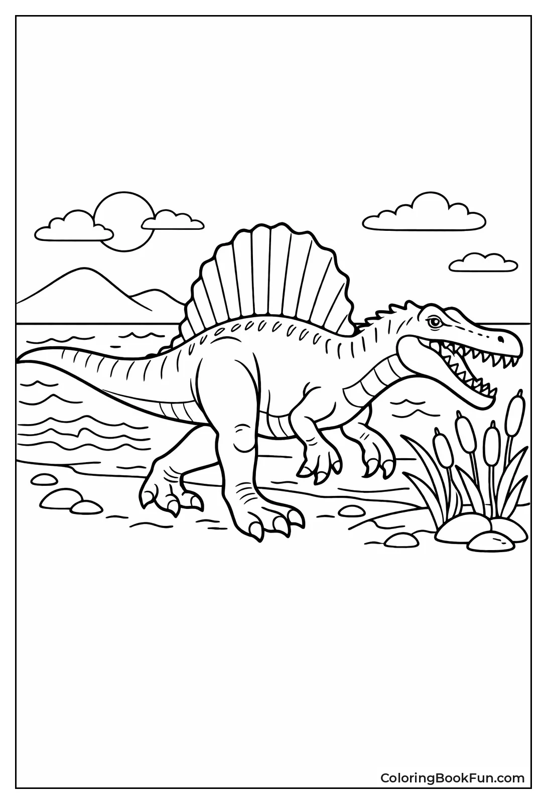 Spinosaurus Walking by Shore