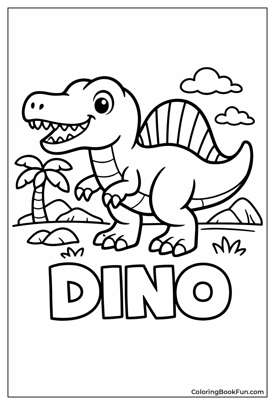 Simple Happy Spinosaurus Outline