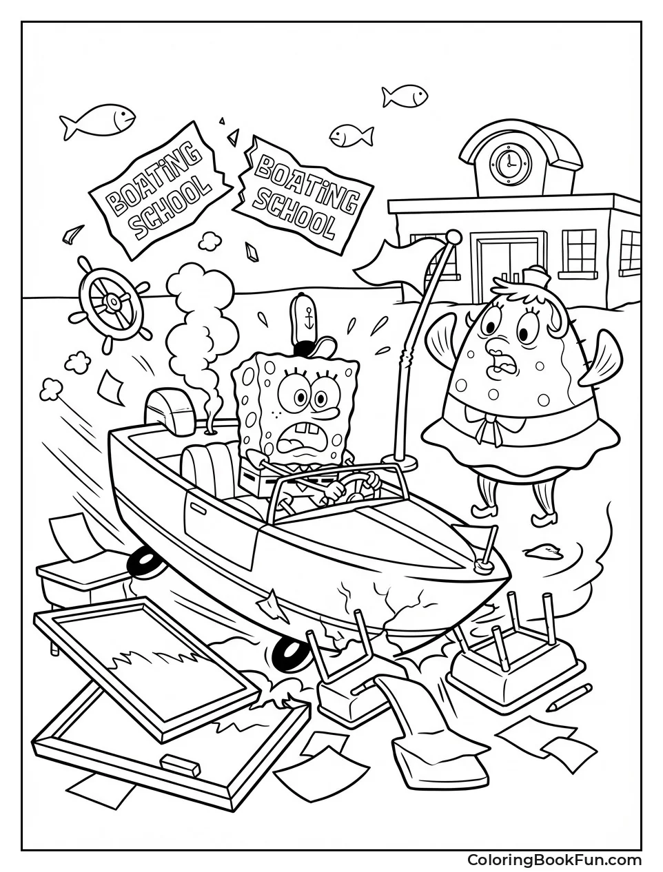 SpongeBob Crashes Boat