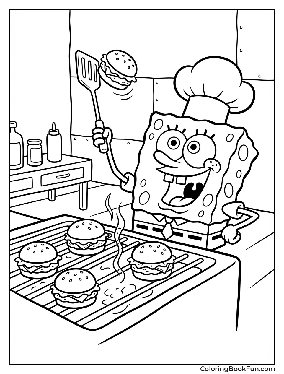 Flipping Patties on Grill