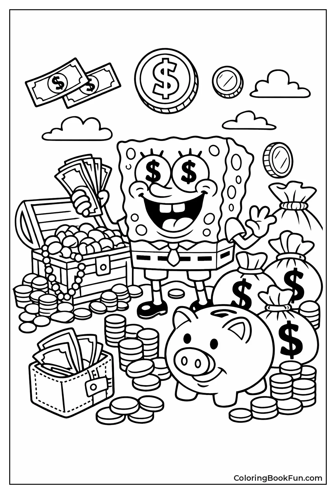 SpongeBob Plays with Cash Piles