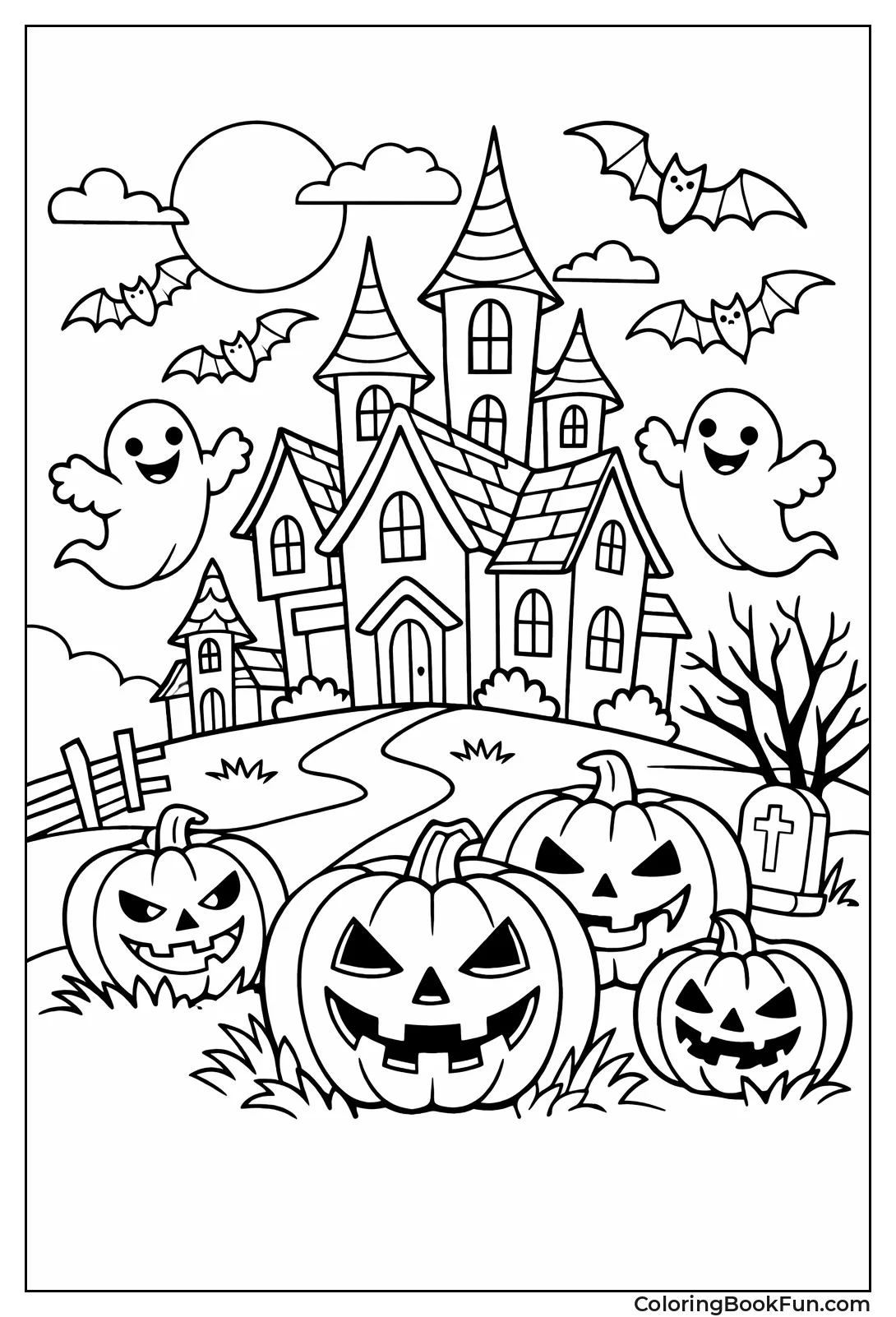 Haunted House with Flying Bats