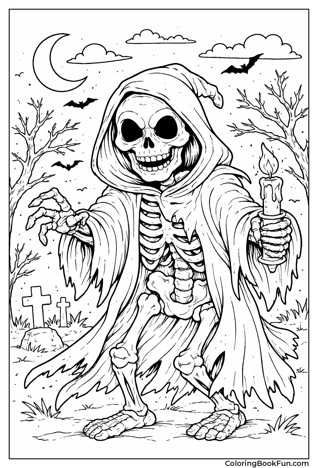 Eerie Scary Cloaked Skeleton