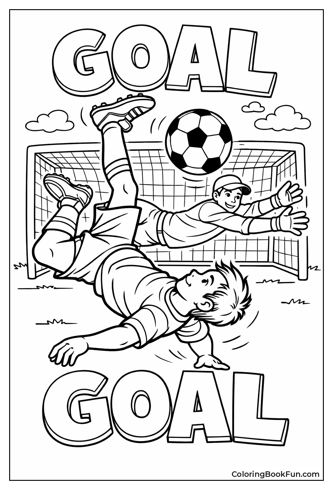 Soccer Player Bicycle Kicks Goal