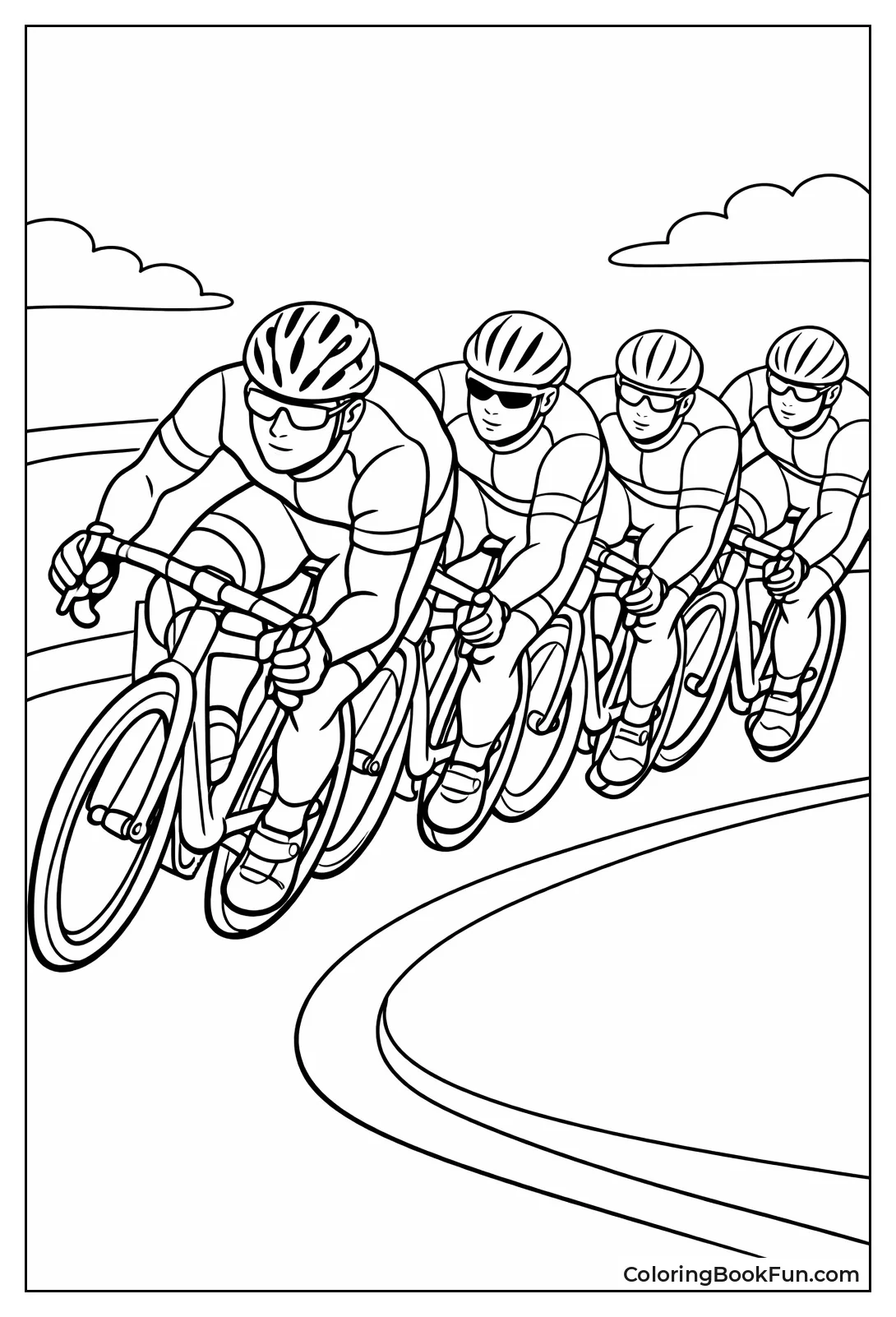 Cyclists Sprint in Tight Pack