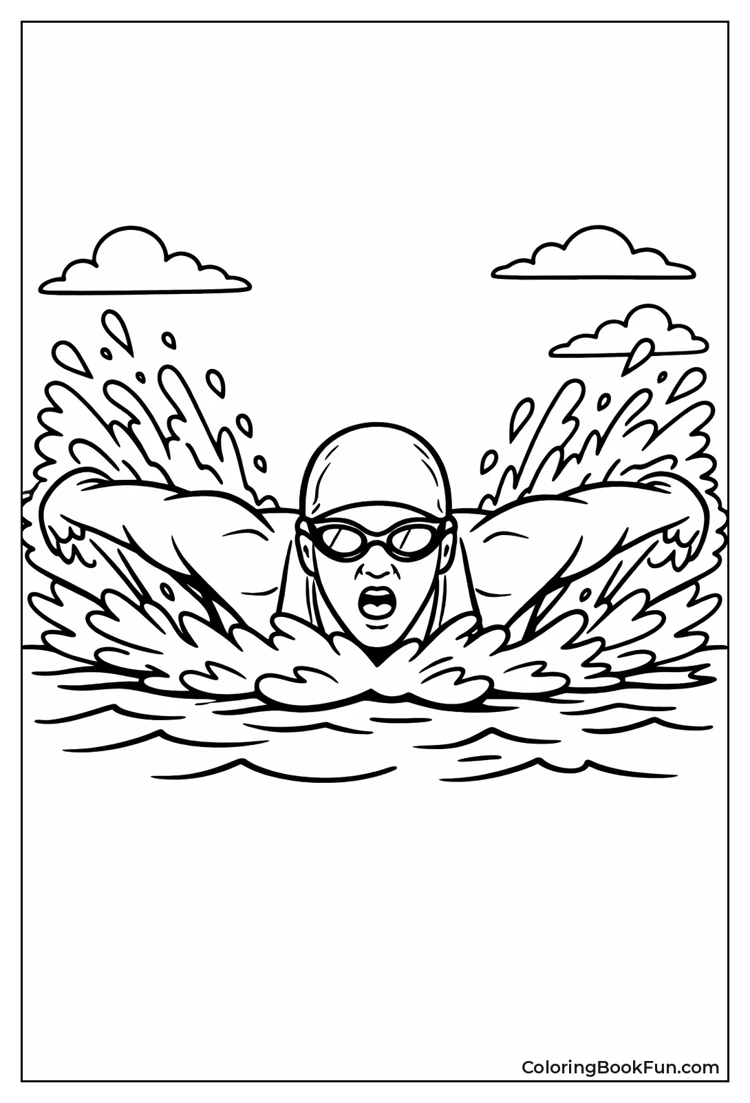 Swimmer Splashes in Butterfly Stroke