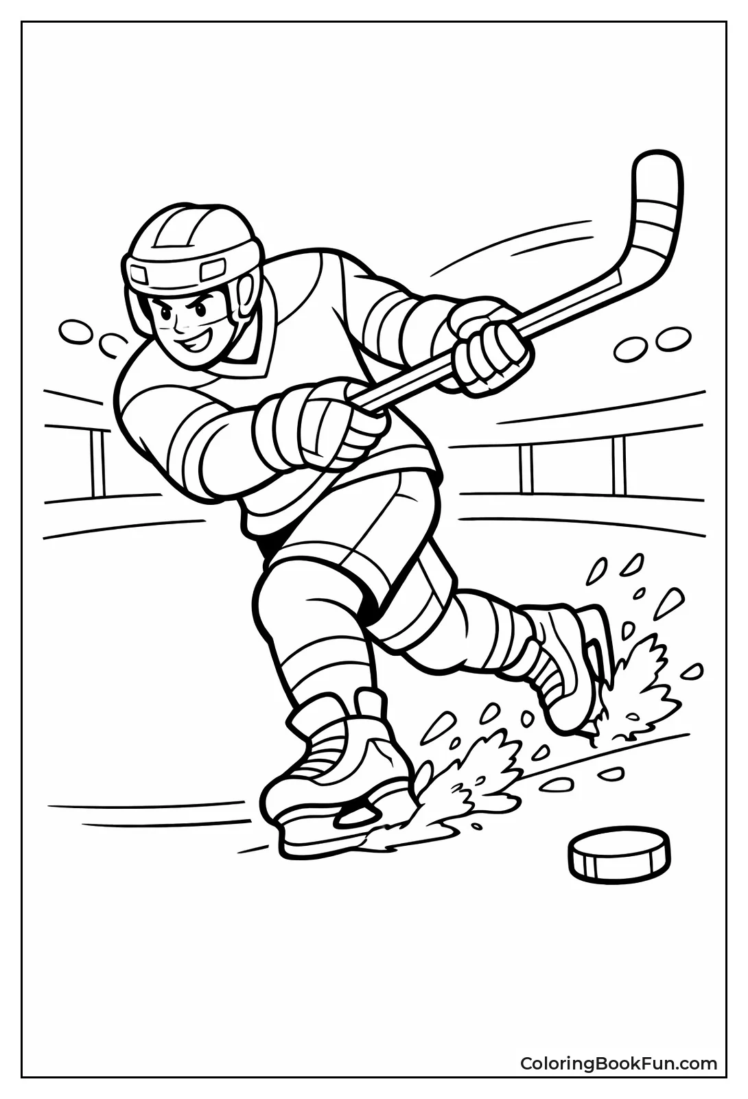 Hockey Player Slapshots Puck Hard