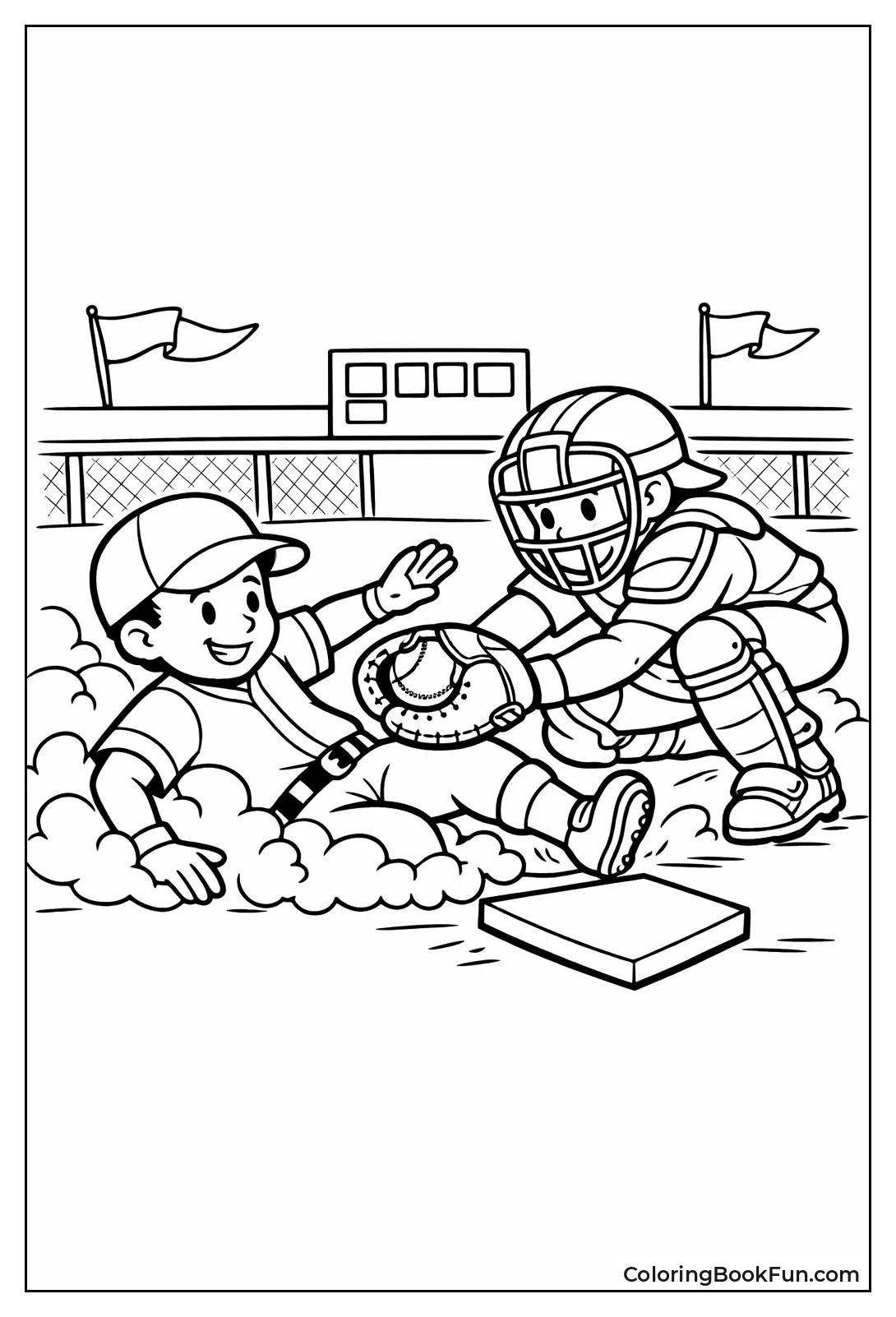 Baseball Player Slides into Home