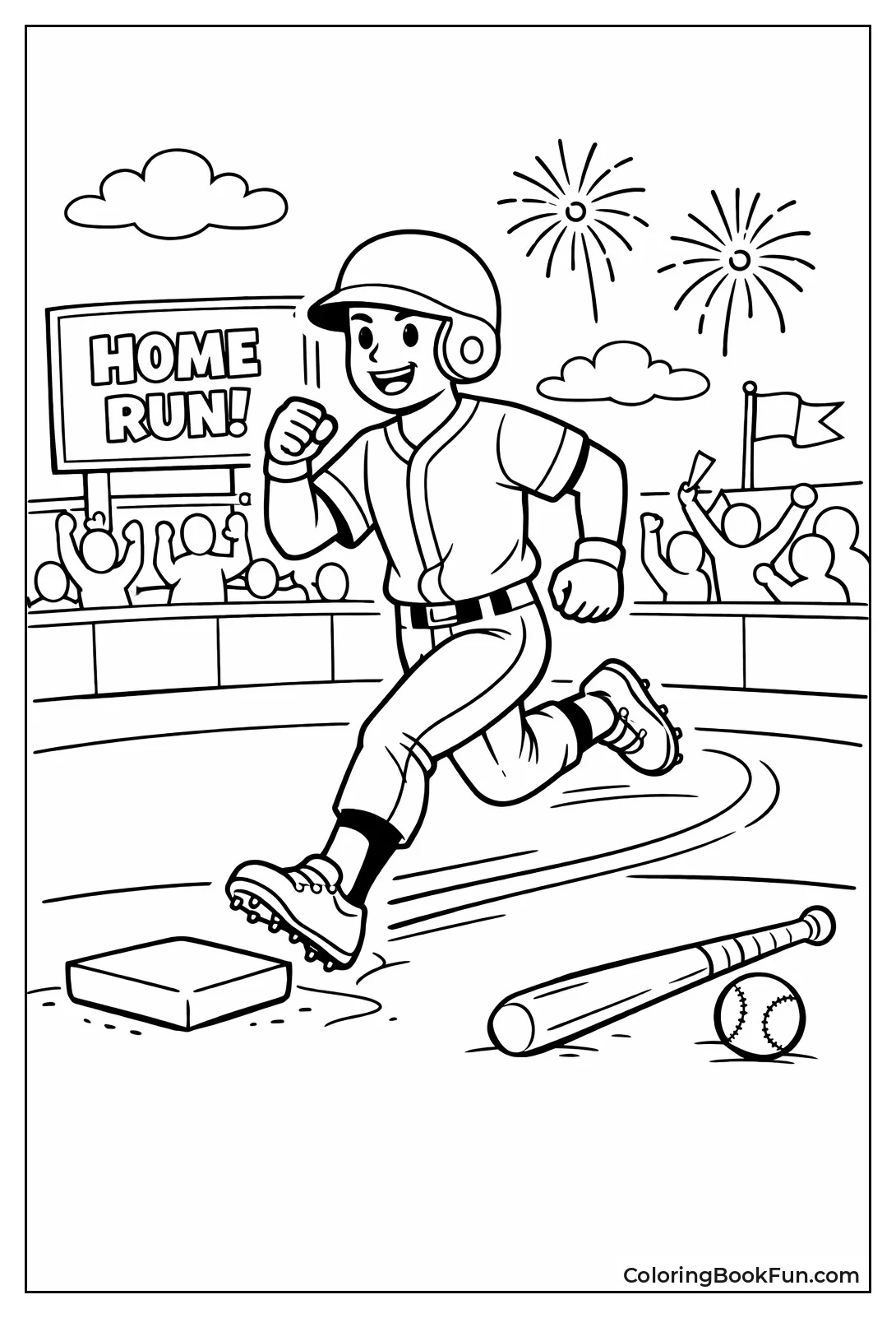 Baseball Player Runs Home Run